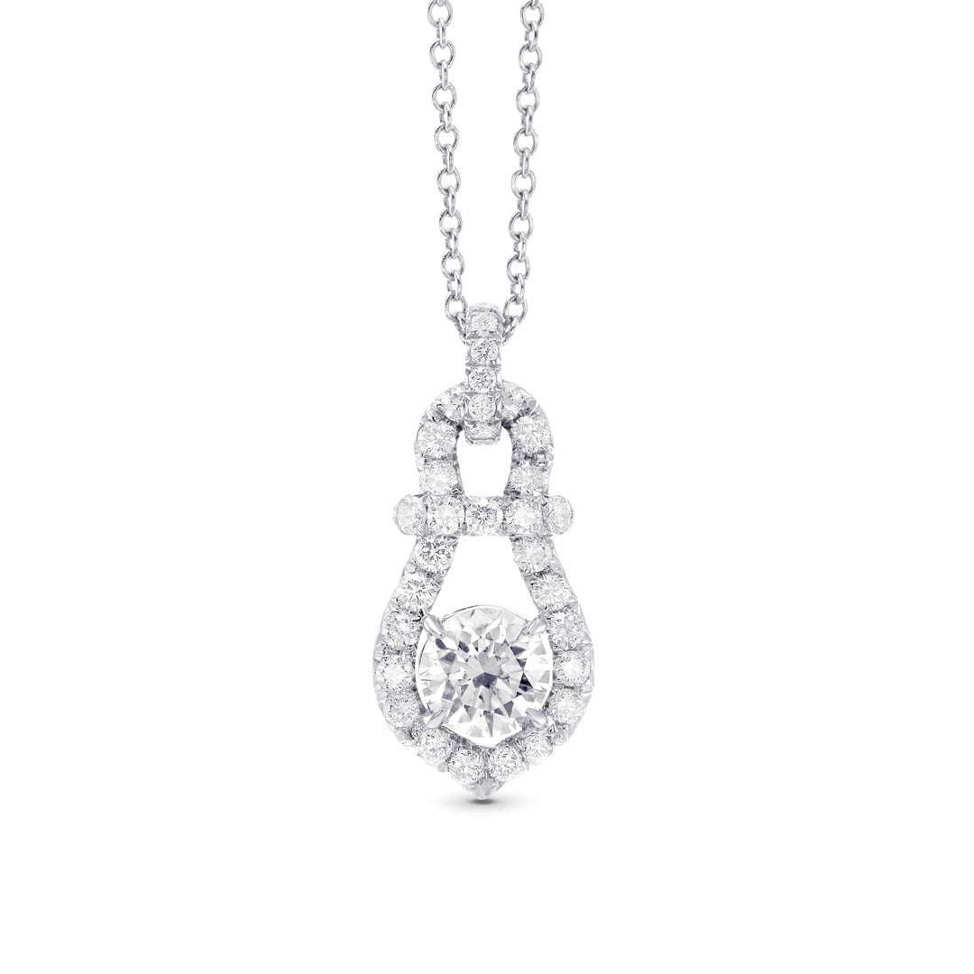 Round Brilliant White Diamond Drop Pendant Brand Necklace