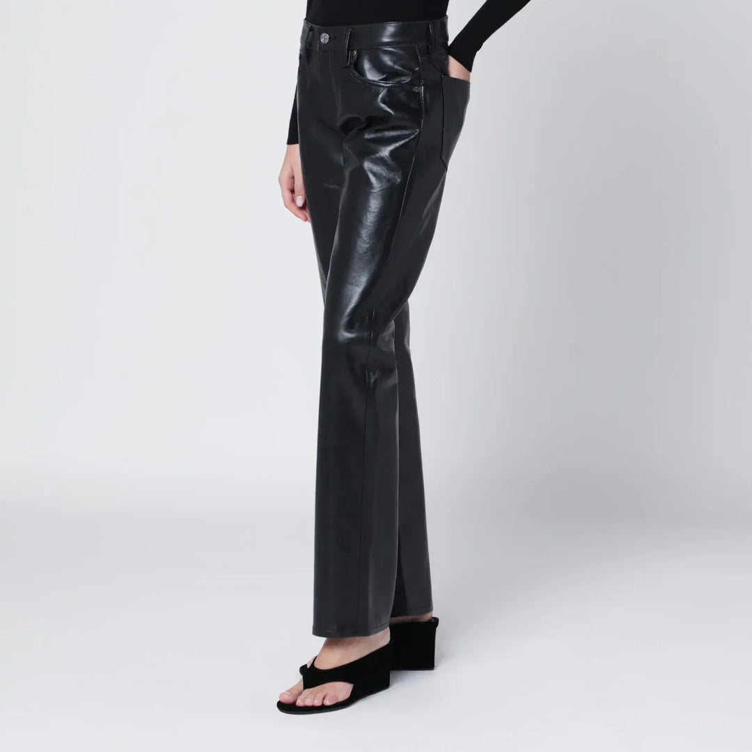 AGOLDE - Black faux leather trousers Low Rise Slim Brand Pants 24