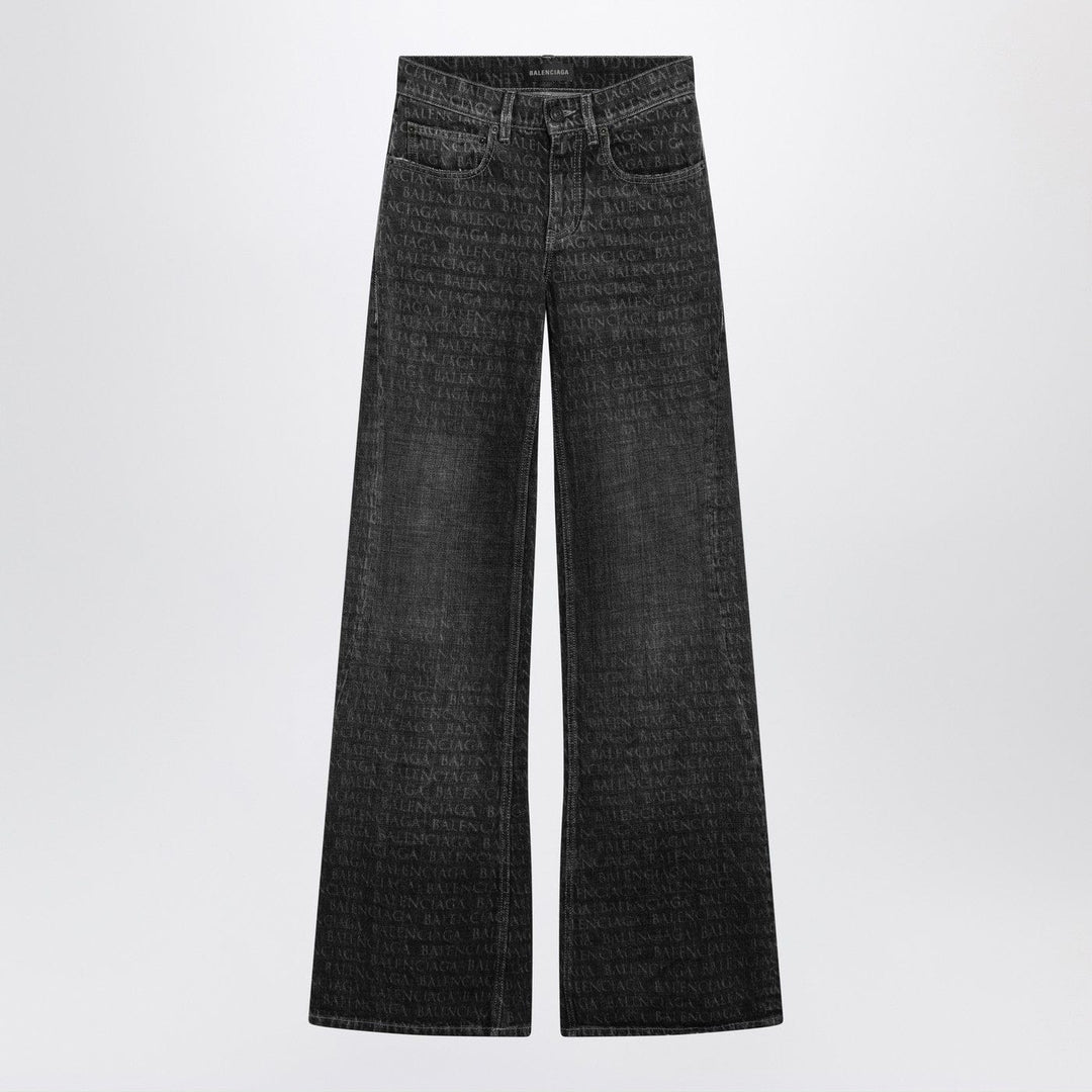 Pants Balenciaga - Black washed jeans with jacquard logos Brand