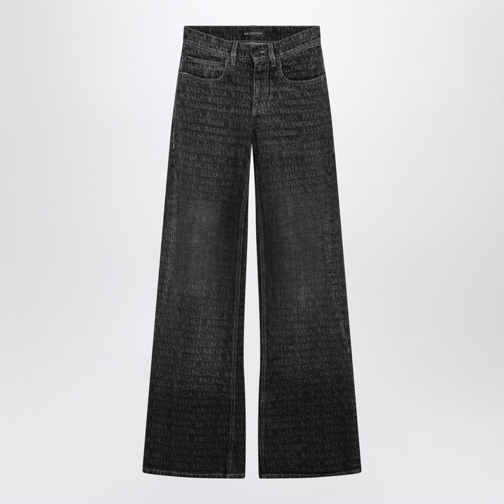 Pants Balenciaga - Black washed jeans with jacquard logos Brand