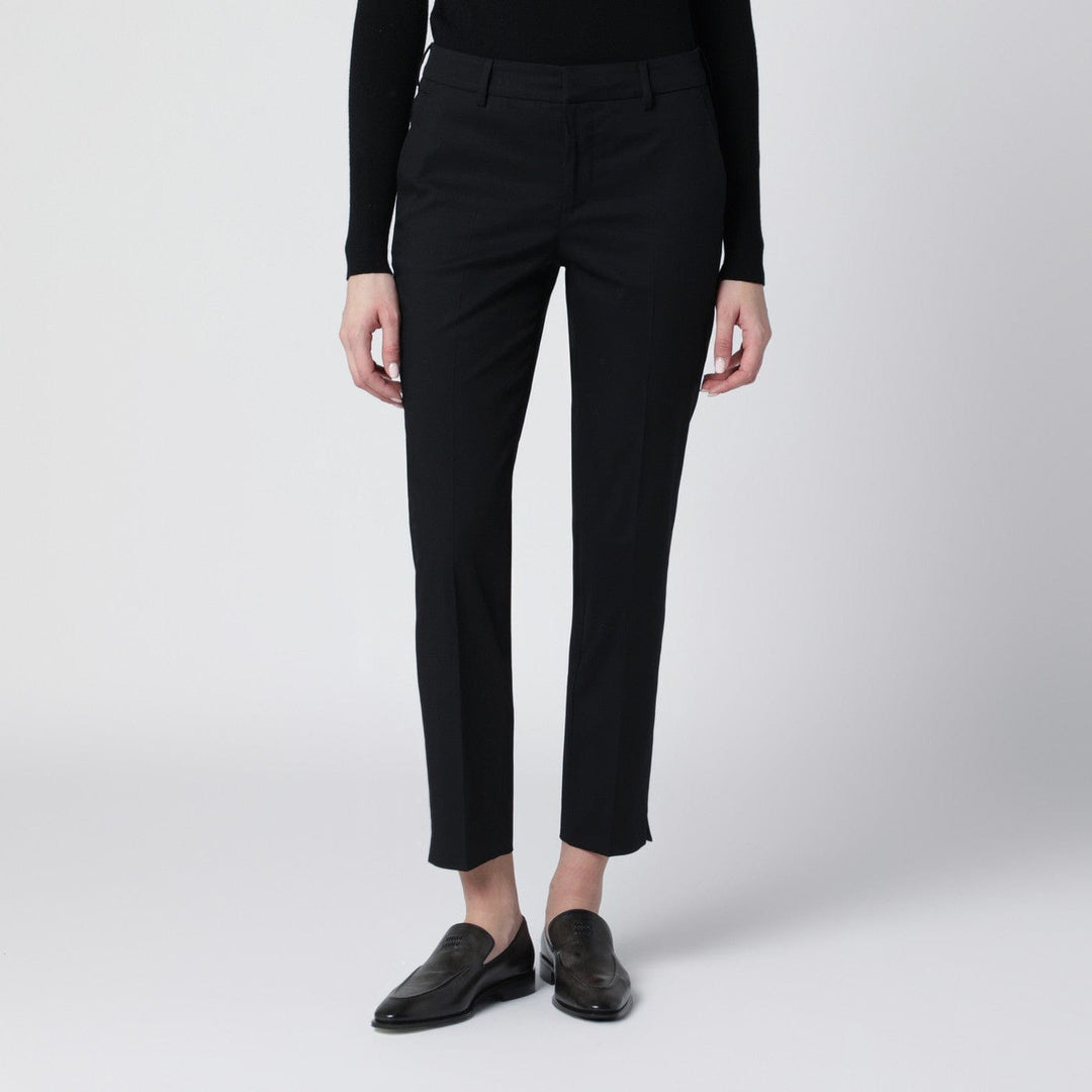 Pants Black slim-fit cotton-blend trousers Brand