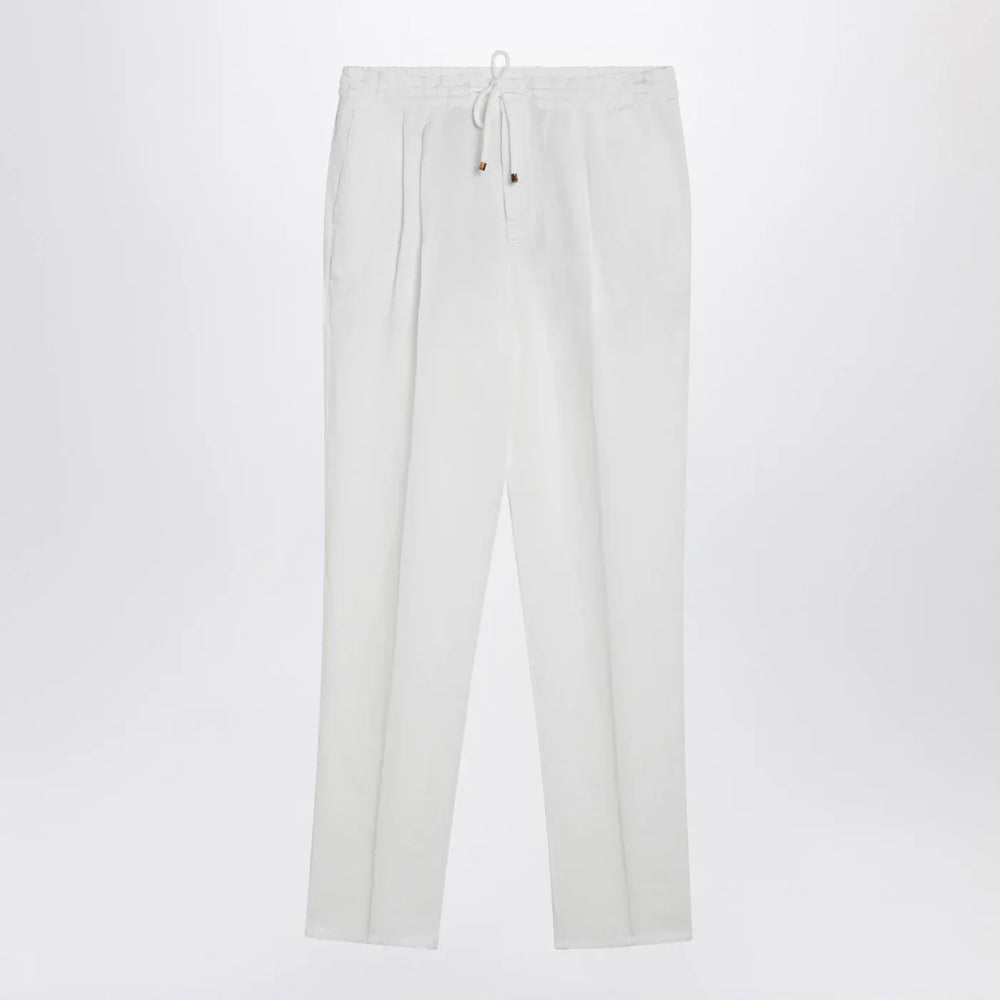 Brunello Cucinelli - White linen drawstring trousers Brand Pants 50 IT