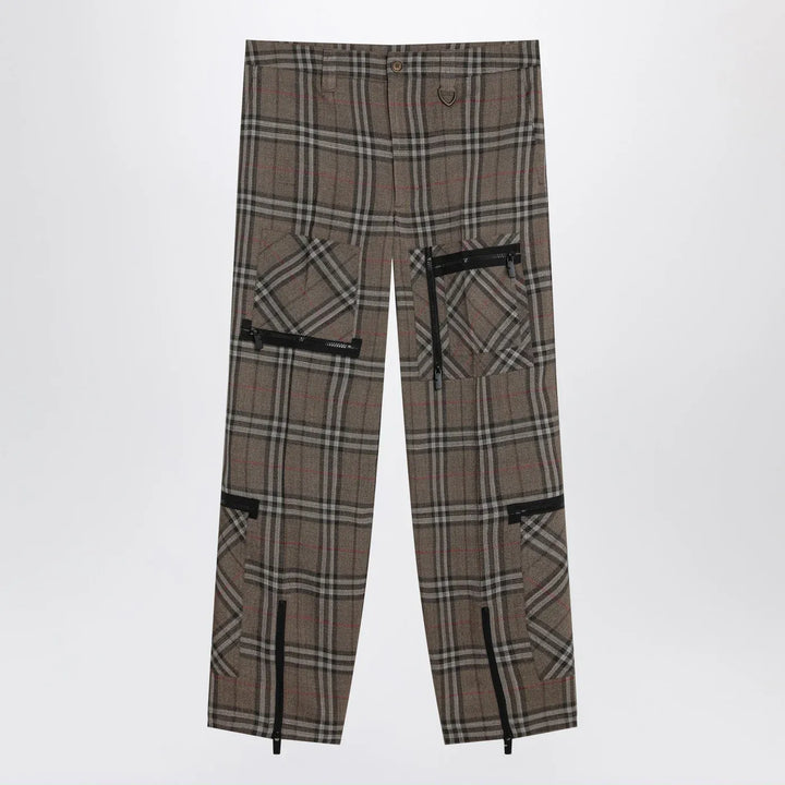Burberry - Cargo pants check pattern in silk blend Brand Pants 46 IT