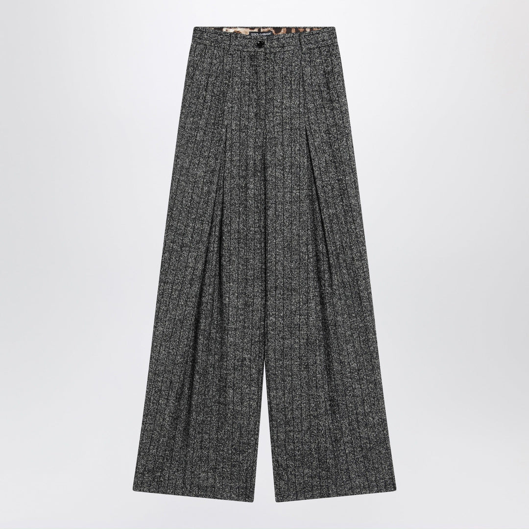 Dolce&amp;Gabbana - Wide dark grey striped trousers Brand Pants 40  IT