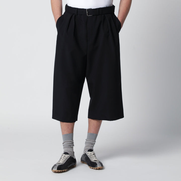 Pants Dries Van Noten - Black cropped wide trousers in wool blend Brand