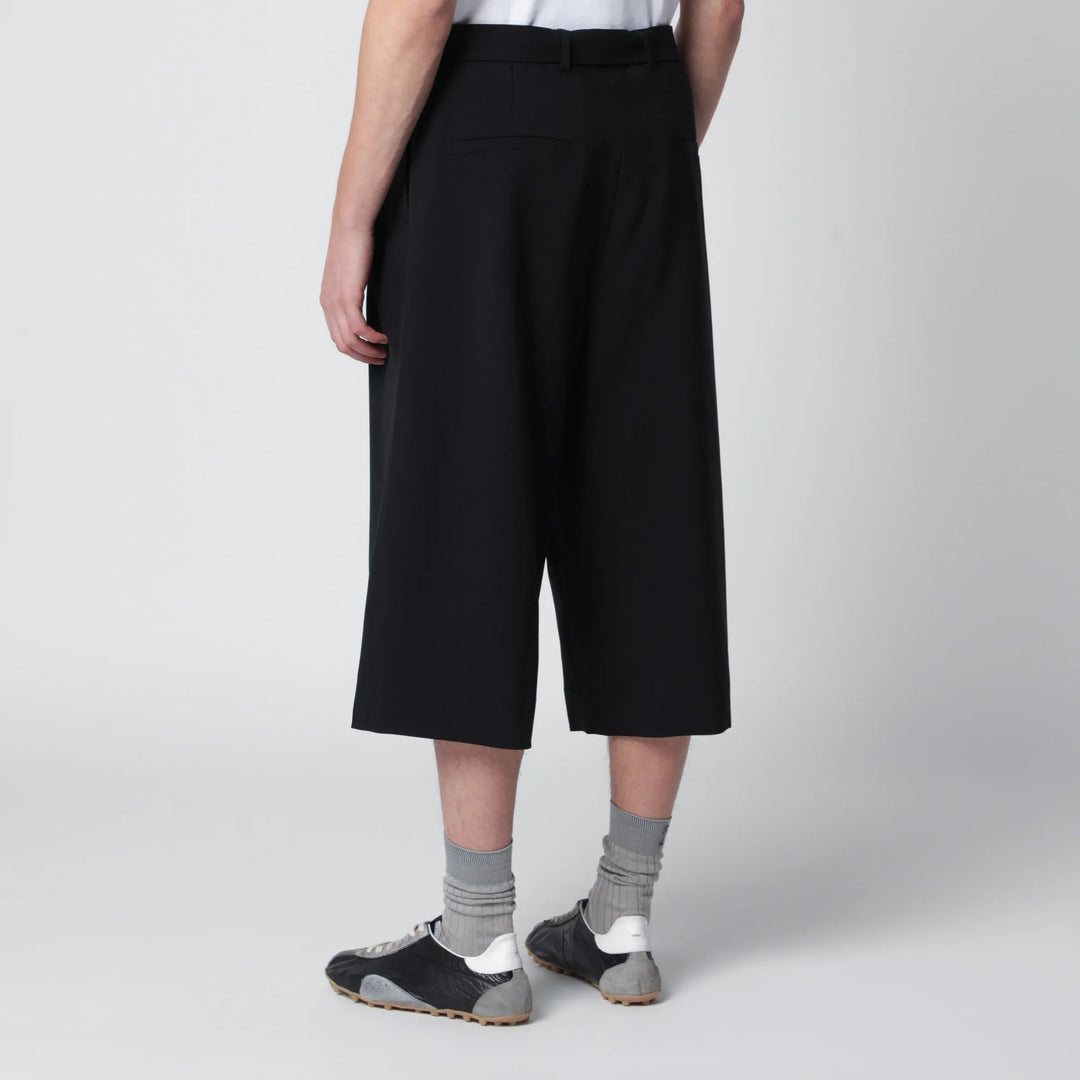 Dries Van Noten - Black cropped wide trousers in wool blend Brand Pants