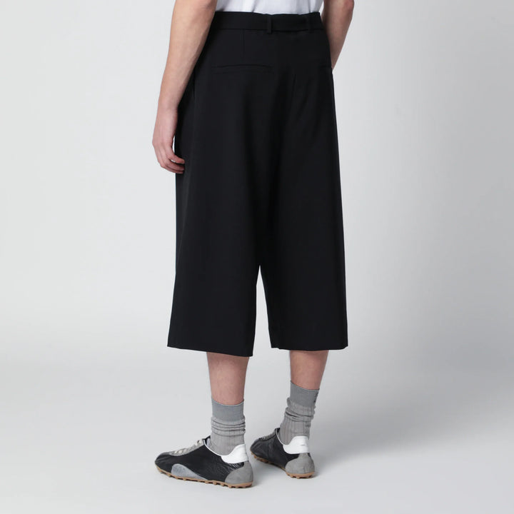Dries Van Noten - Black cropped wide trousers in wool blend Brand Pants