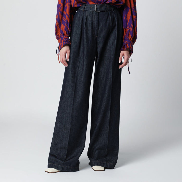 Pants Dries Van Noten - Indigo blue wide-leg denim trousers Brand