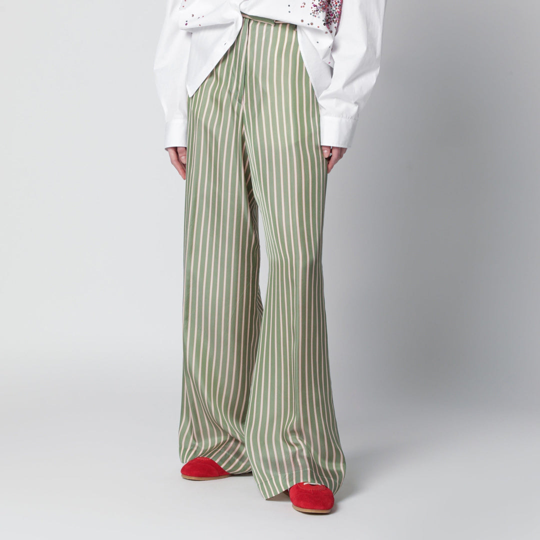 Pants Dries Van Noten - Wide-leg green striped trousers Brand