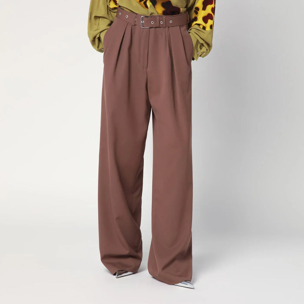 Dries Van Noten - Wide taupe cotton trousers Brand Pants 40  FR