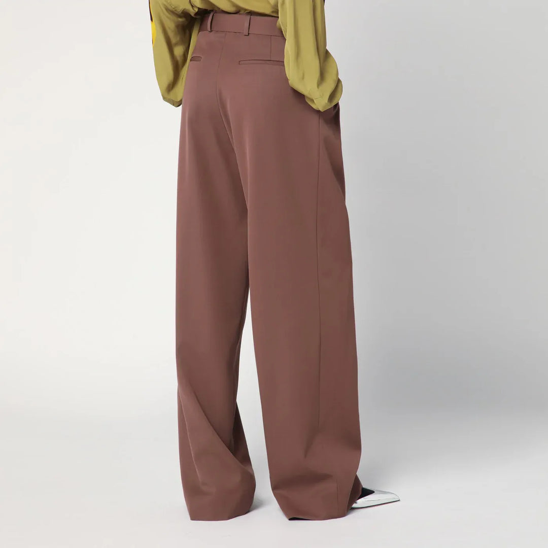 Dries Van Noten - Wide taupe cotton trousers Brand Pants 40  FR