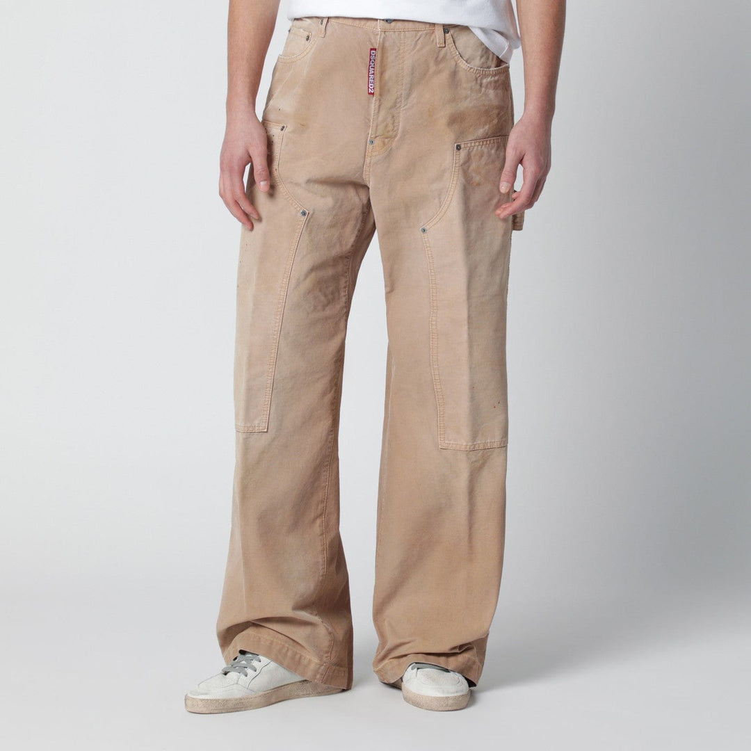 Pants Dsquared2 - Vintage-effect beige baggy carpenter jeans Brand