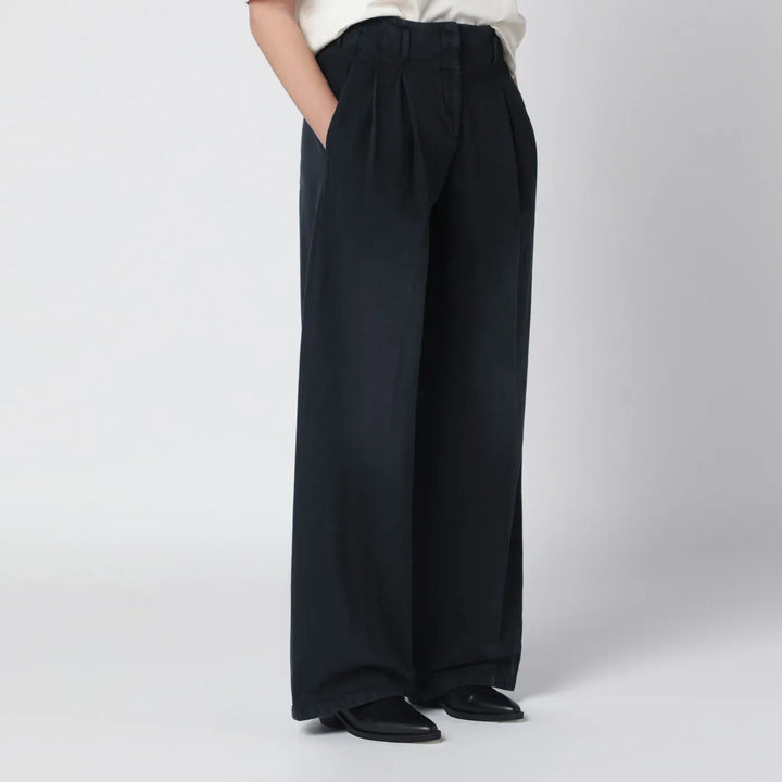 Golden Goose - Black wide-leg cotton trousers Brand Pants