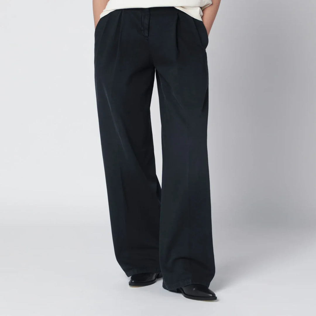 Golden Goose - Black wide-leg cotton trousers Brand Pants 38  IT