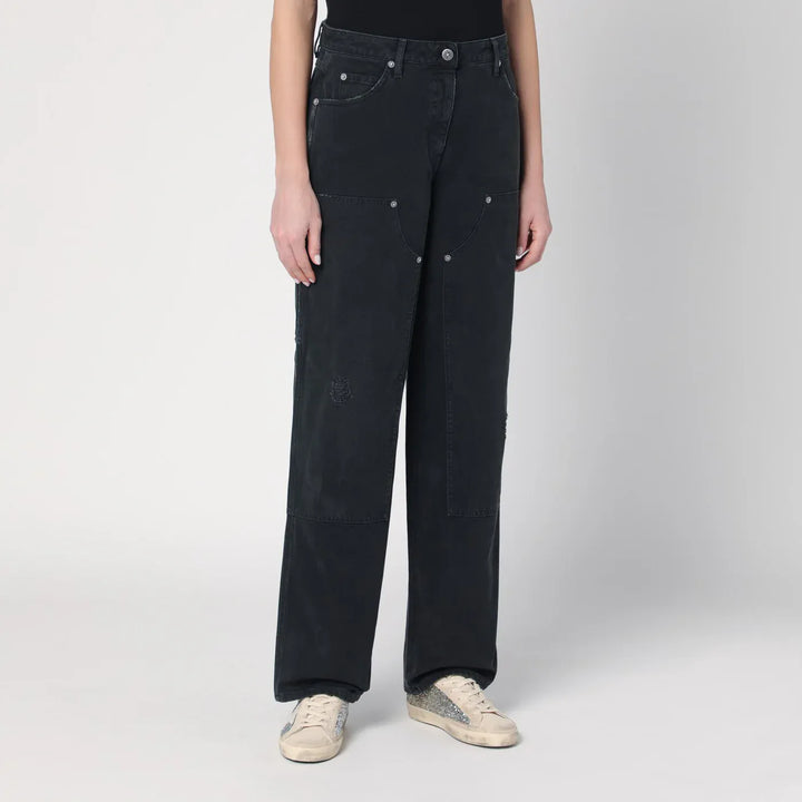 Golden Goose - Wide black trousers in denim Brand Pants 42  IT