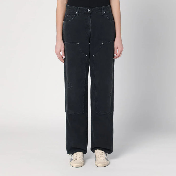 Golden Goose - Wide black trousers in denim Brand Pants 42  IT