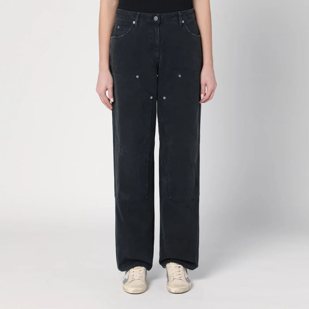 Golden Goose - Wide black trousers in denim Brand Pants 42  IT