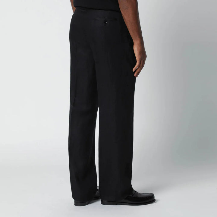 Lardini - Black linen trousers Brand Pants