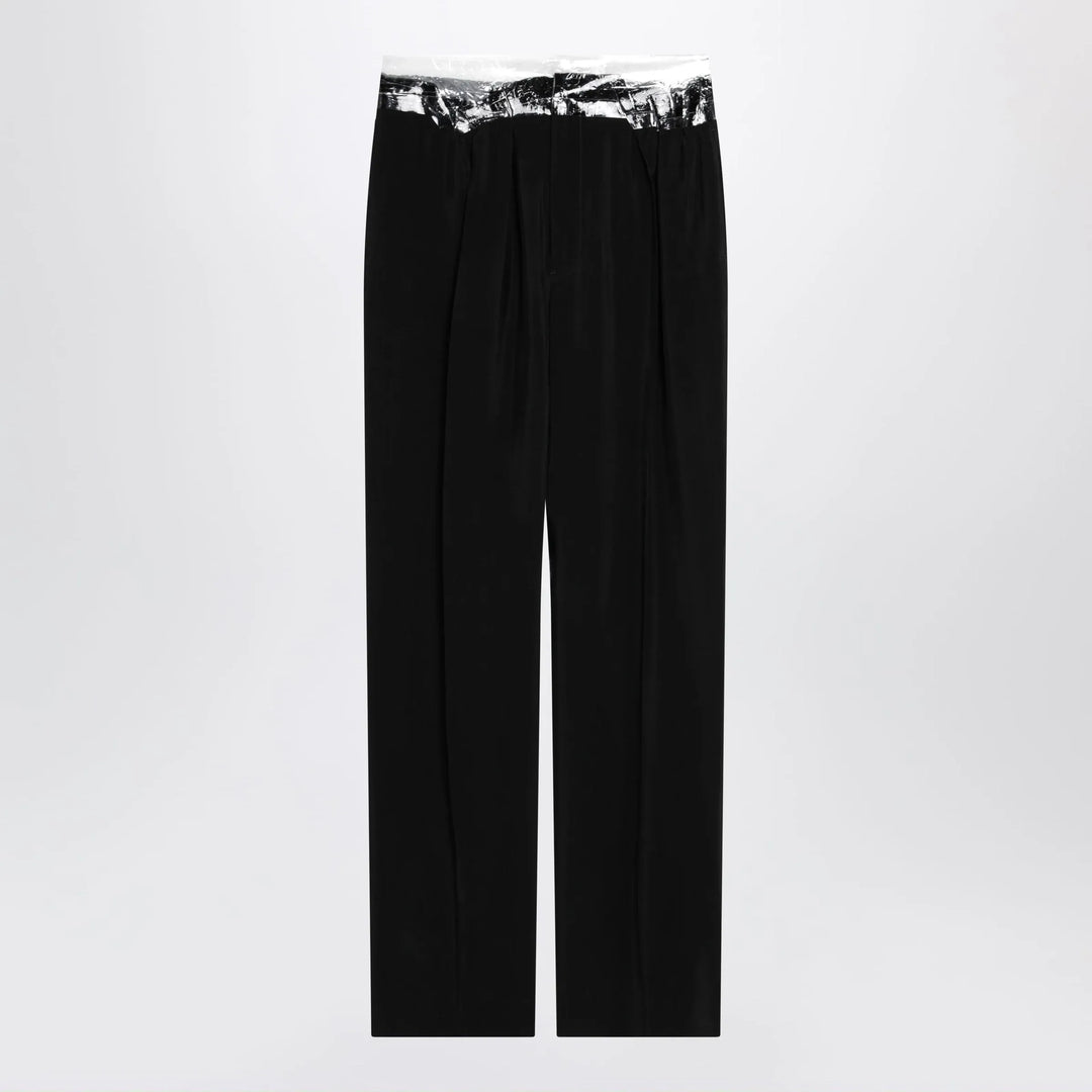 Maison Margiela - Black pants with tape-detail waistband Brand Pants 42  IT