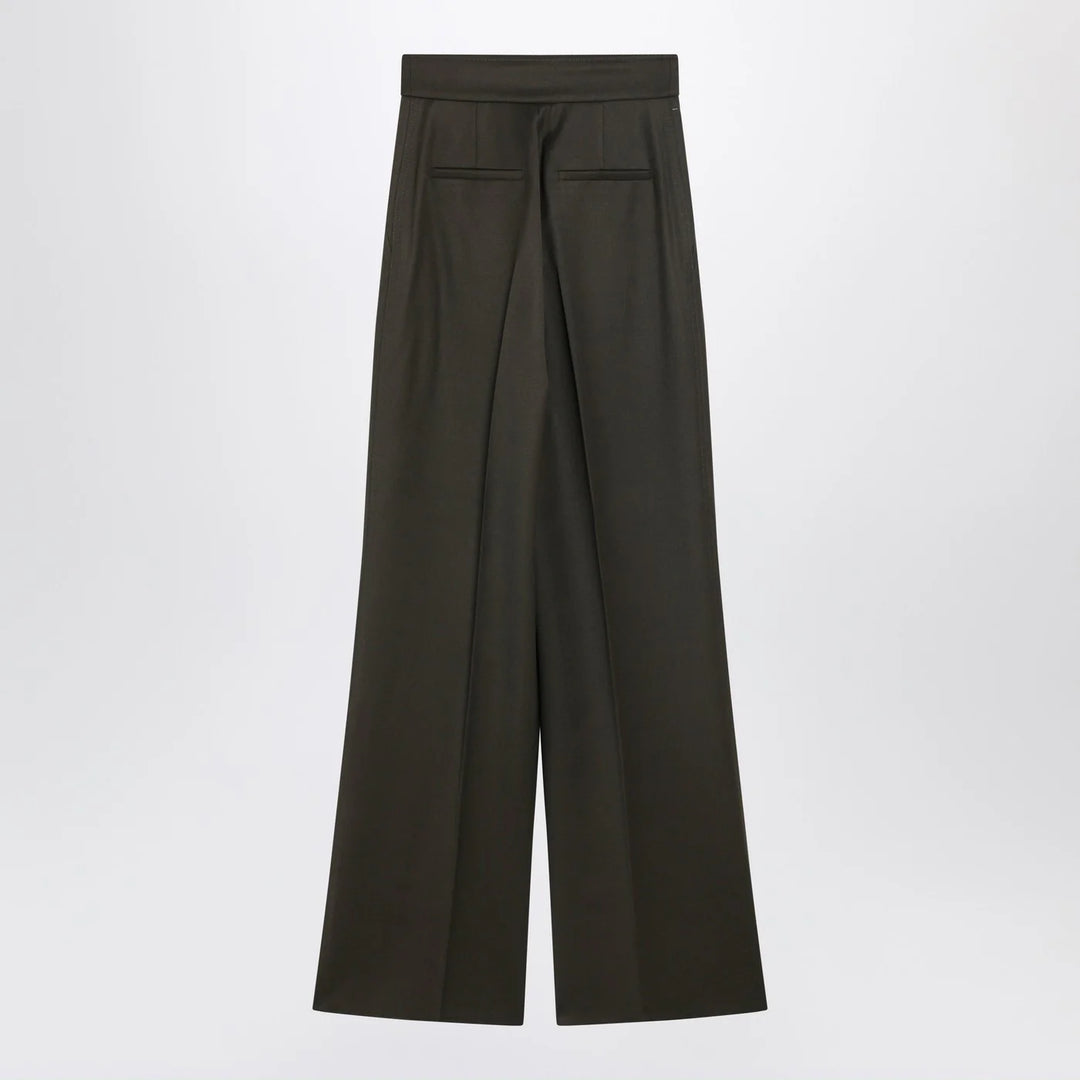 Max Mara - Moss green wide-leg wool trousers Brand Pants 40  IT