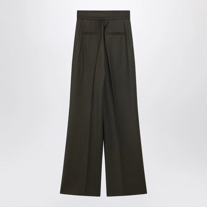 Max Mara - Moss green wide-leg wool trousers Brand Pants 40  IT