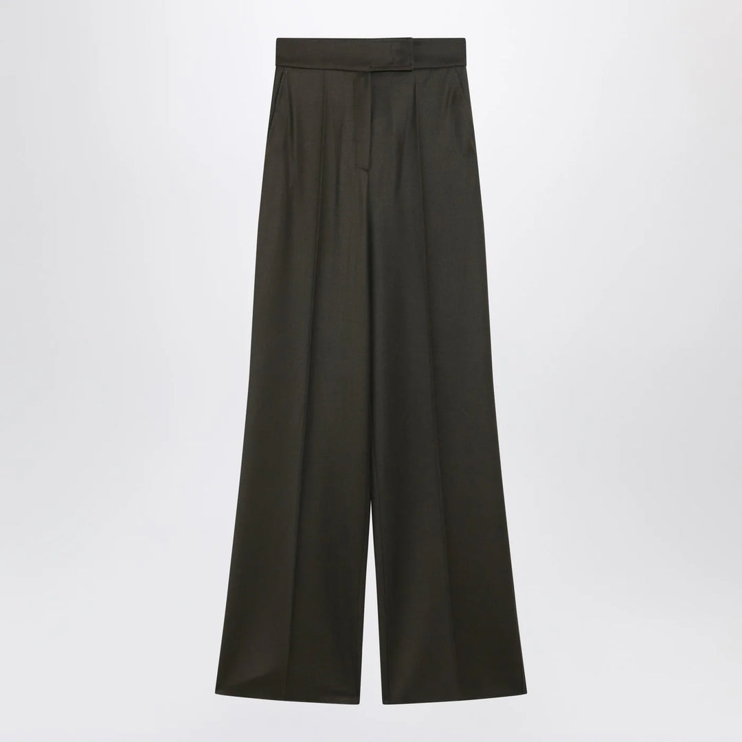 Max Mara - Moss green wide-leg wool trousers Brand Pants 40  IT