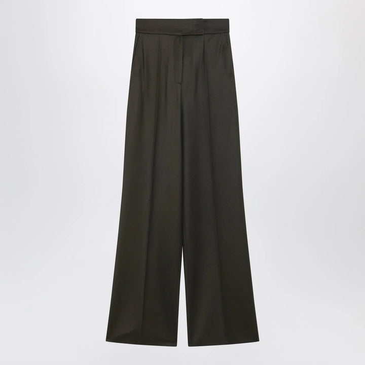 Max Mara - Moss green wide-leg wool trousers Brand Pants 40  IT