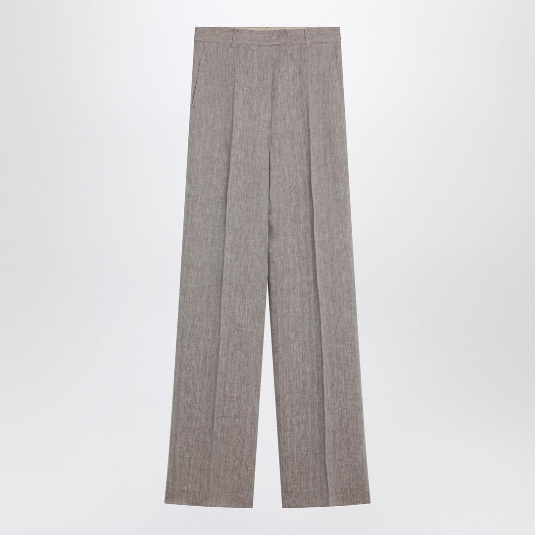 Pants Max Mara Studio - Beige straight linen pants Brand