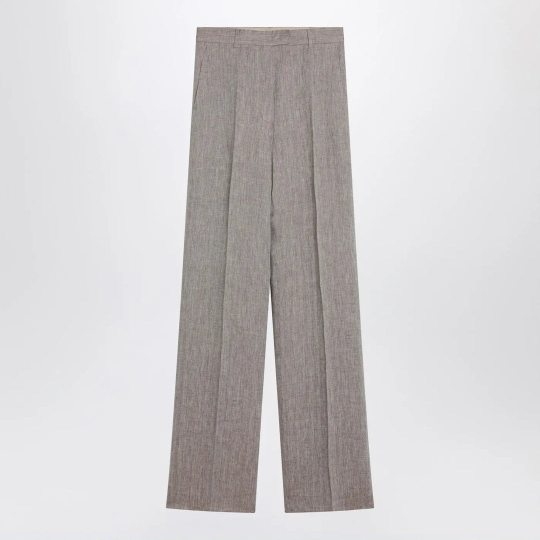 Max Mara Studio - Beige straight linen pants Brand Pants 46  IT