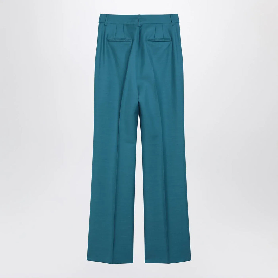 Max Mara - Turquoise wool and silk-blend trousers Brand Pants