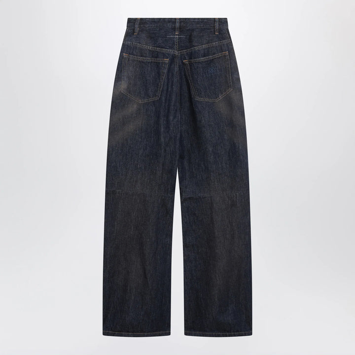 MM6 Maison Margiela - Dark blue wide-leg jeans with worn effect Brand Pants