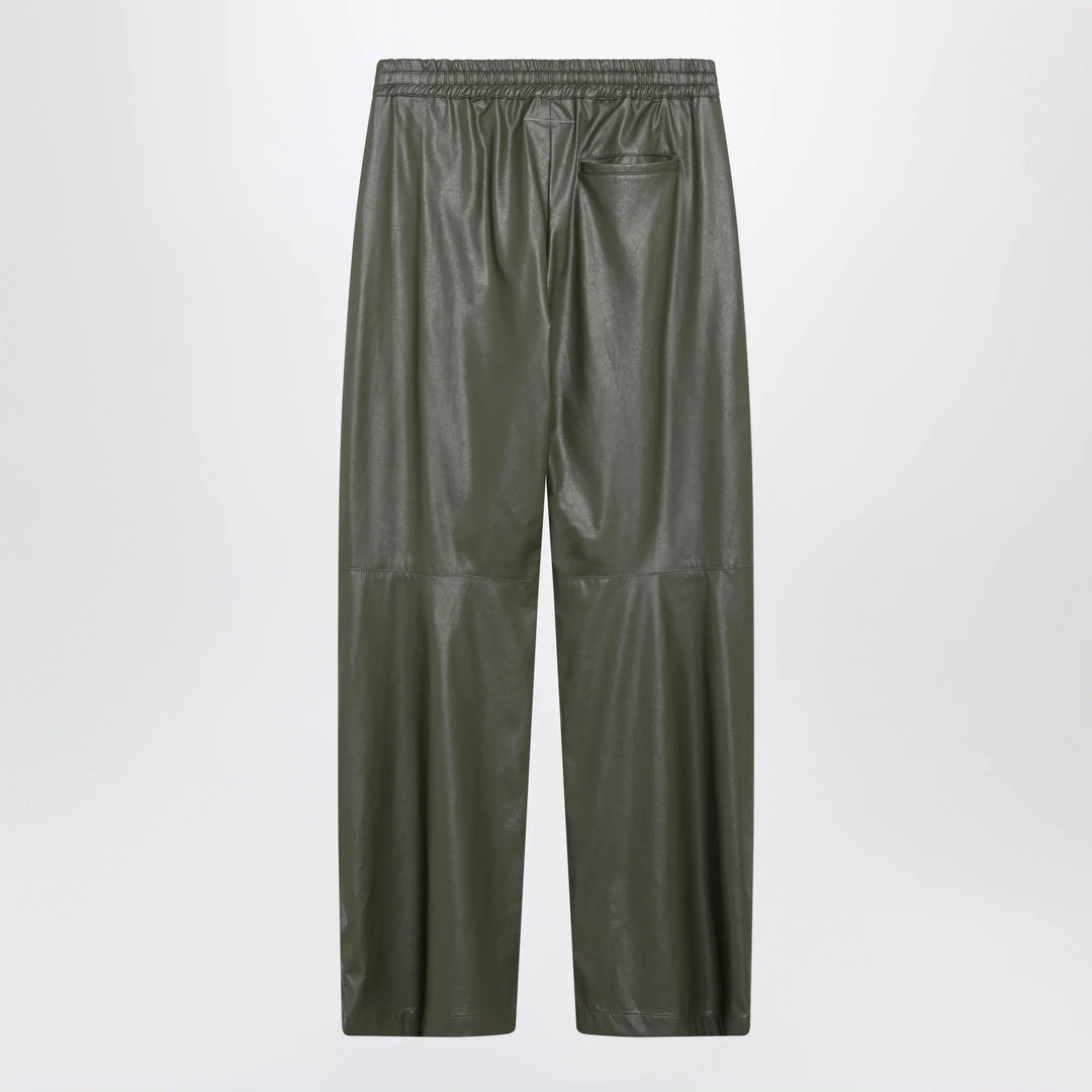MM6 Maison Margiela - Khaki green wide-leg trousers in faux leather Brand Pants