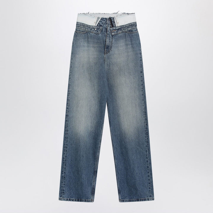 Pants MM6 Maison Margiela - Light blue washed jeans with layered waistband Brand