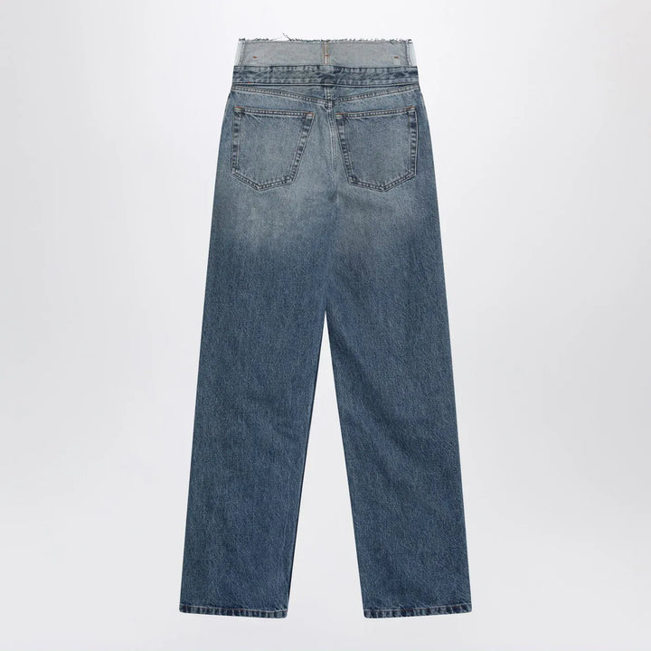 MM6 Maison Margiela - Light blue washed jeans with layered waistband Brand Pants