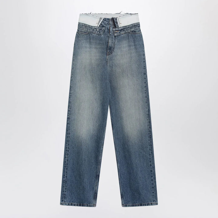 MM6 Maison Margiela - Light blue washed jeans with layered waistband Brand Pants 28