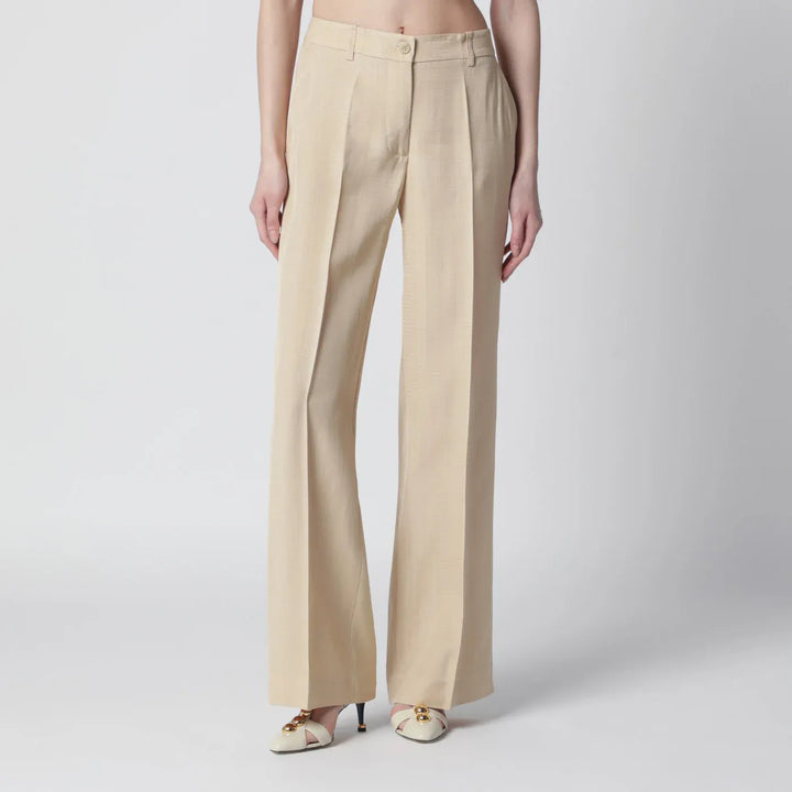 P.A.R.O.S.H. - Champagne-colored viscose trousers Brand Pants S