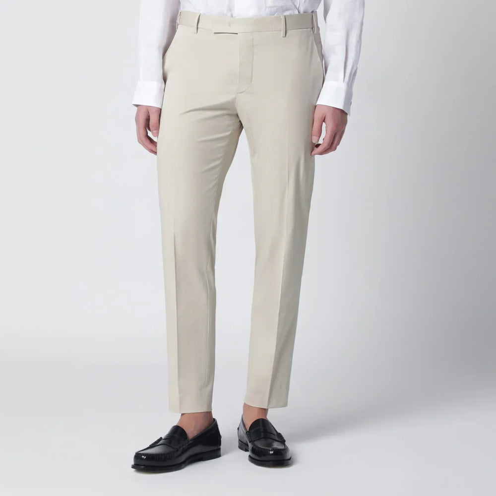 PT Torino - Beige slim-fit cotton-blend trousers Brand Pants 48 IT