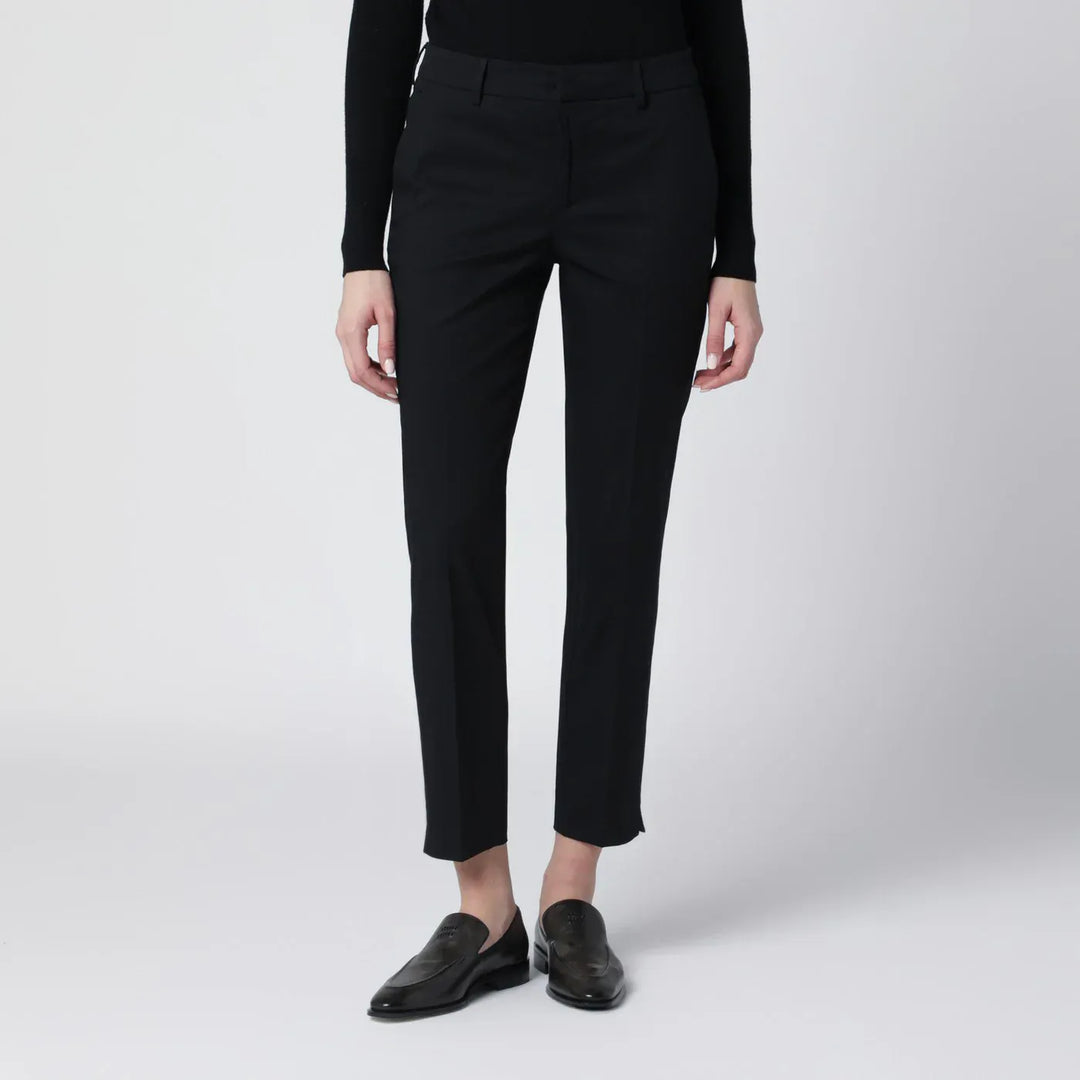 PT Torino - Black slim-fit cotton-blend trousers Brand Pants 42  IT