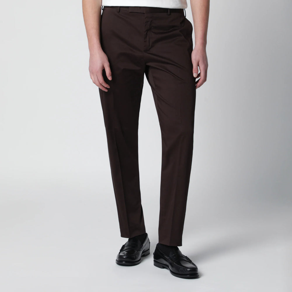PT Torino - Brown cotton-blend trousers Brand Pants 46 IT