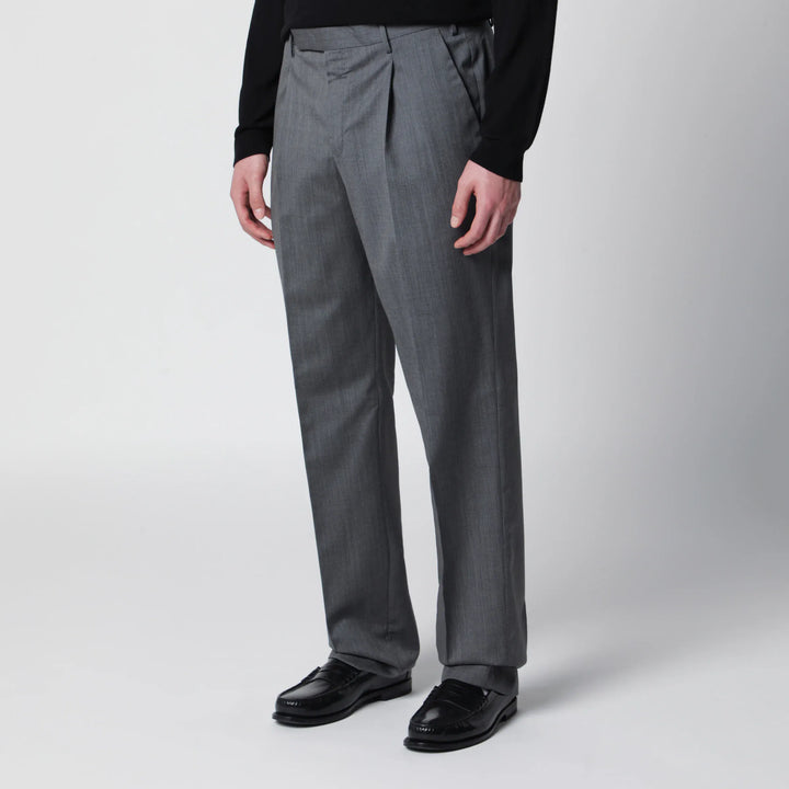 PT Torino - Grey Pants in Virgin Wool Brand Pants