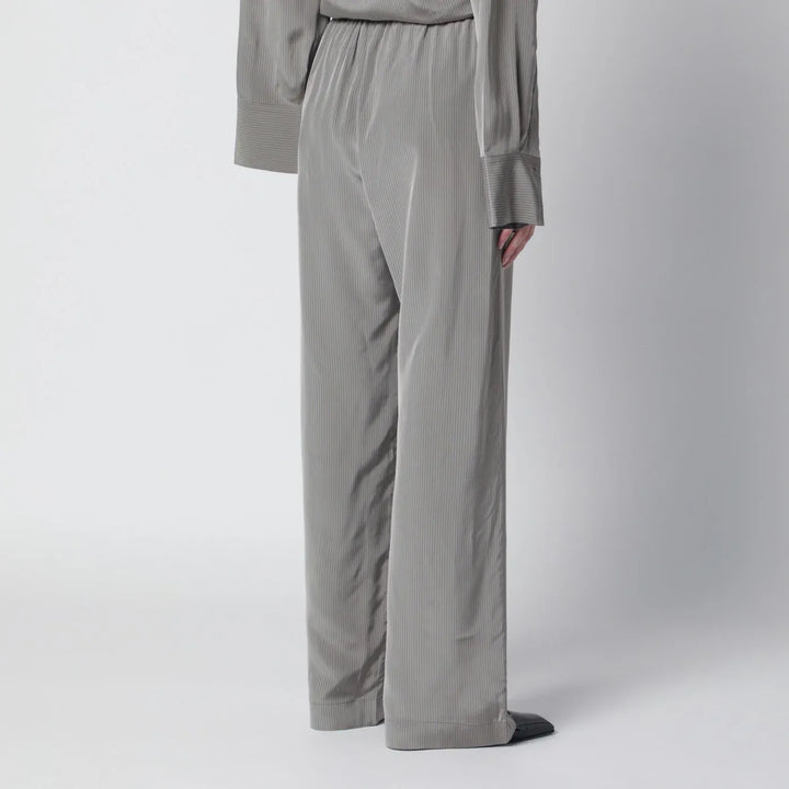 Róhe - Light grey wide striped trousers Brand Pants