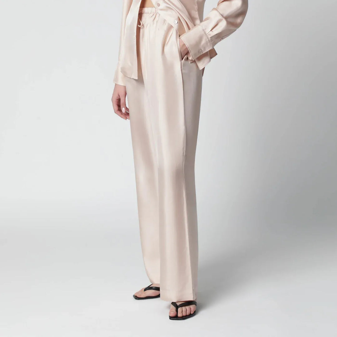 Róhe - Light pink silk trousers Brand Pants