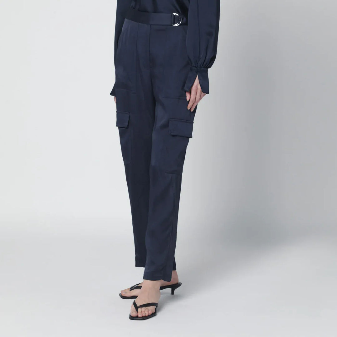 SIMKHAI - Carolina trousers in midnight blue shiny satin Brand Pants
