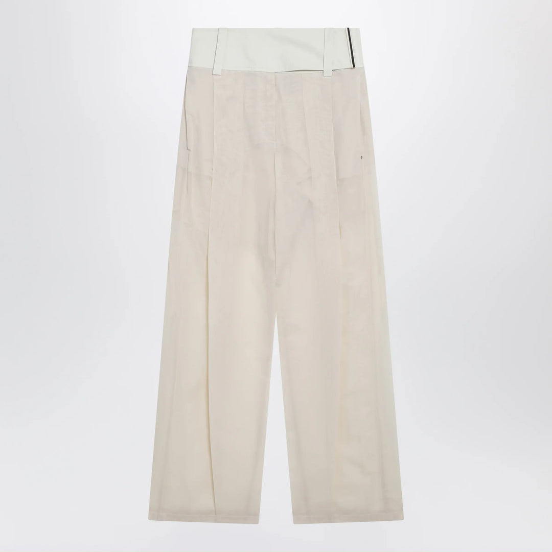 Sportmax - Wide-leg trousers in ecru organza cotton voile Brand Pants 40  IT