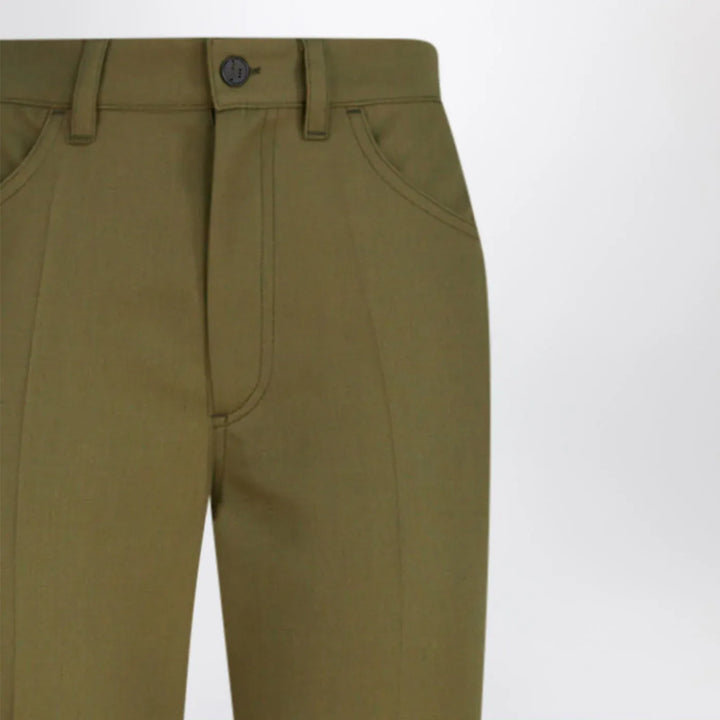 The Attico - Military green wool gabardine trousers Brand Pants 42  IT