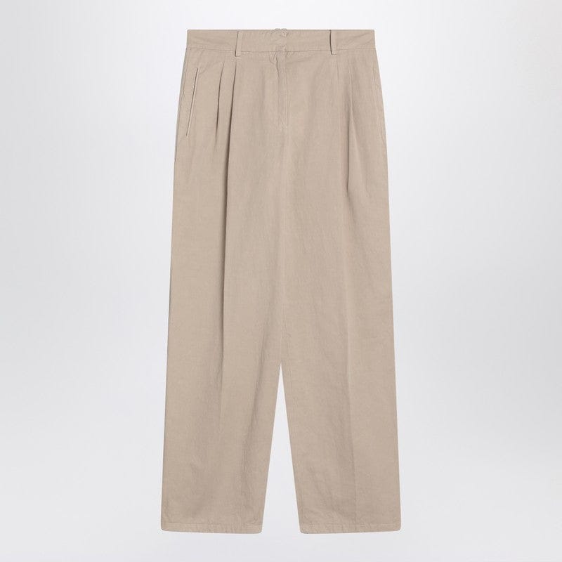 Pants The Row - Lilas light khaki cotton and linen trousers - 8 US Brand
