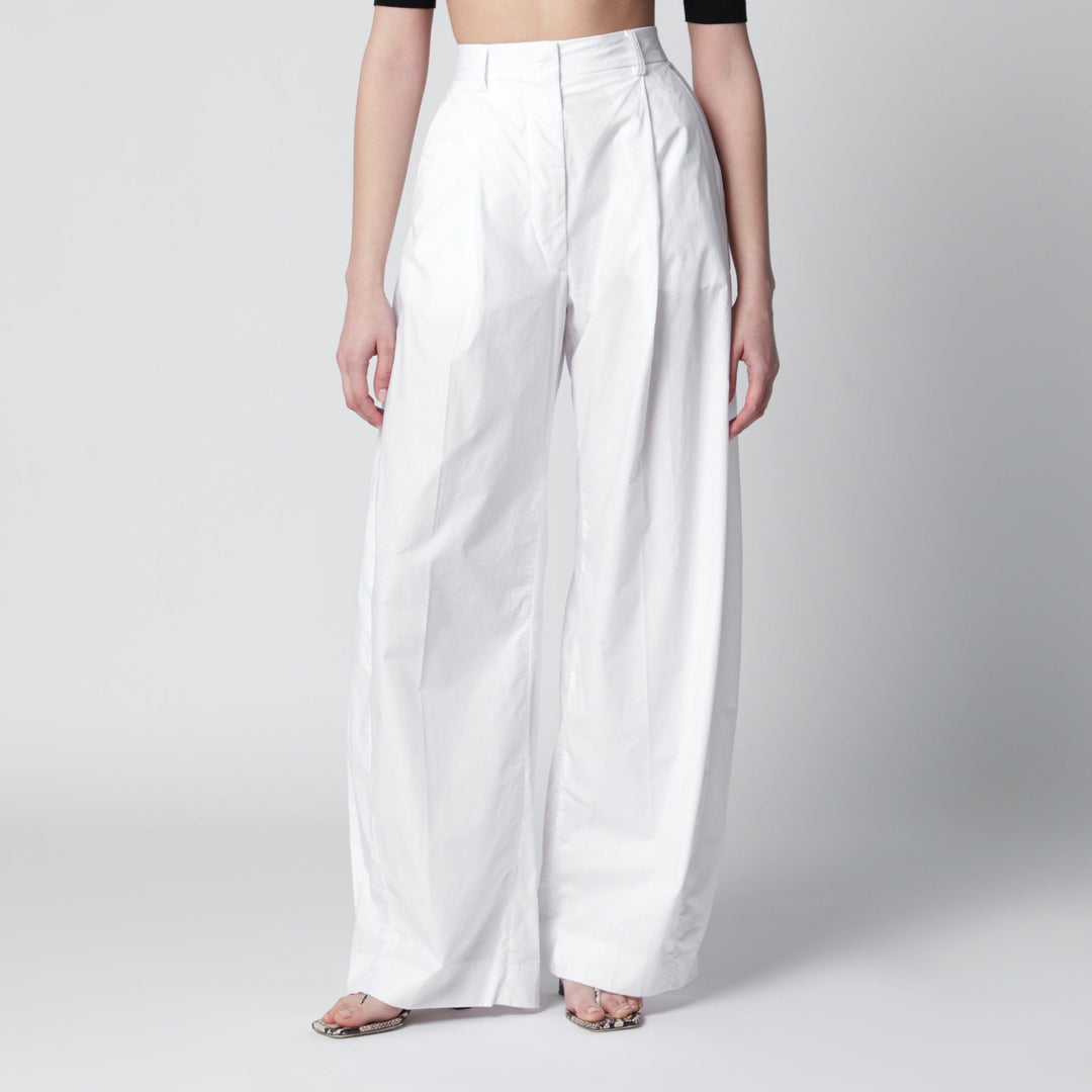 Pants TheLatest - Axel pleated wide-leg cotton trousers in white Brand