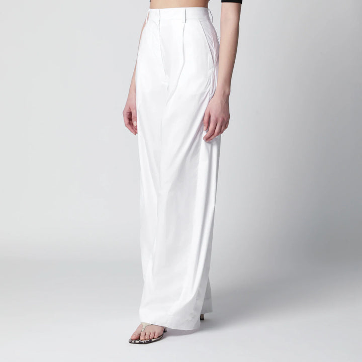 TheLatest - Axel pleated wide-leg cotton trousers in white Brand Pants