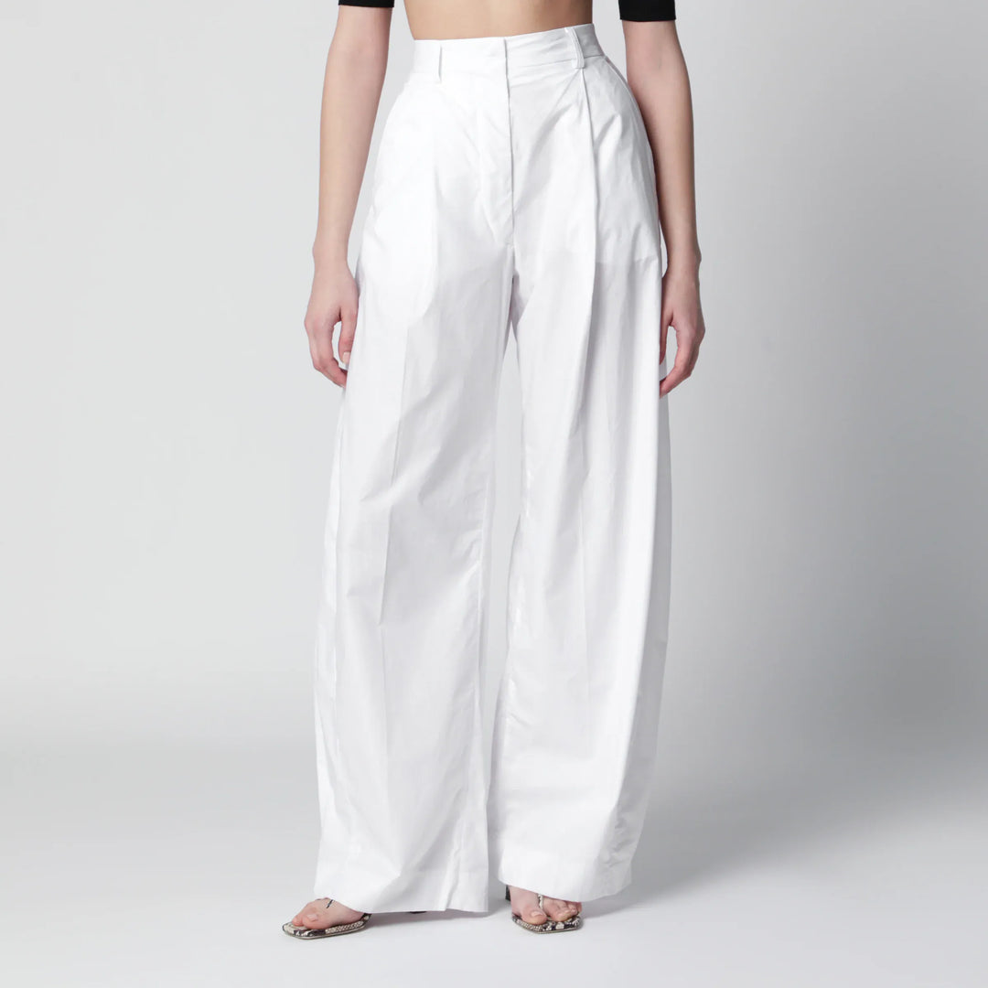 TheLatest - Axel pleated wide-leg cotton trousers in white Brand Pants 38  IT