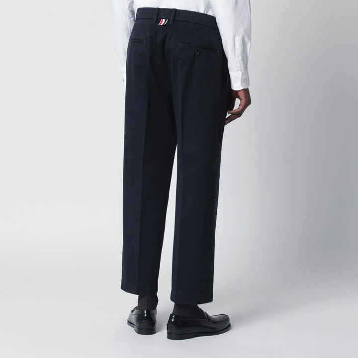 Thom Browne - Navy blue cotton trousers Brand Pants